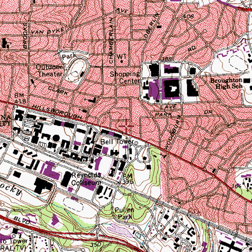 Topographic Map of North Residence Hall, NC