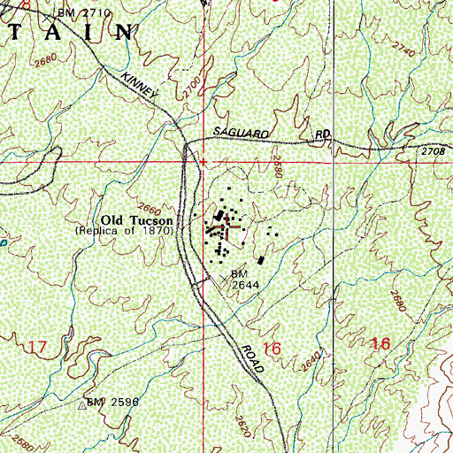 Topographic Map of Old Tucson, AZ