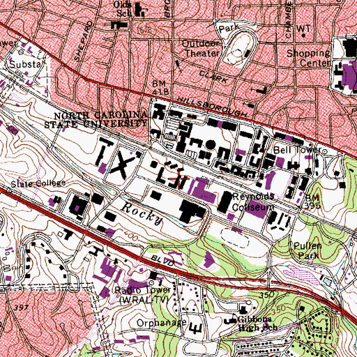 Topographic Map of Owen Residence Hall, NC