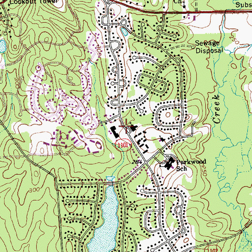 Topographic Map of Parkwood Branch Durham County Public Library, NC