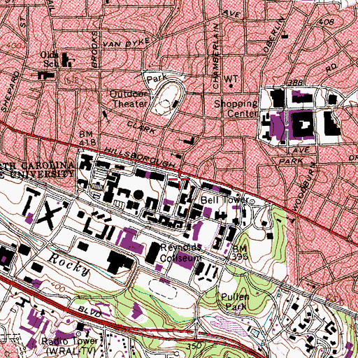 Topographic Map of Patterson Hall, NC