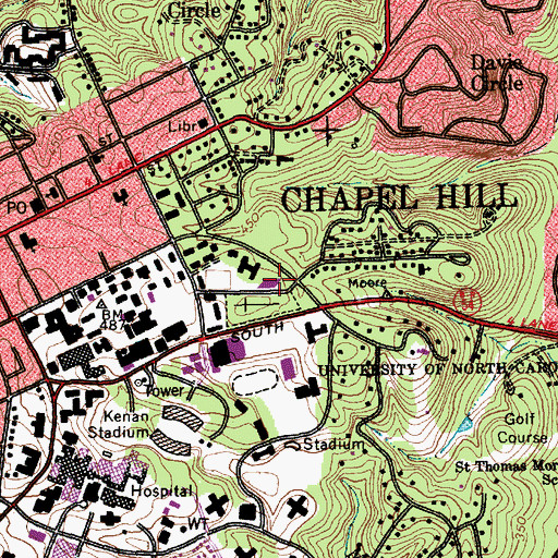 Topographic Map of Paul Green Theatre, NC