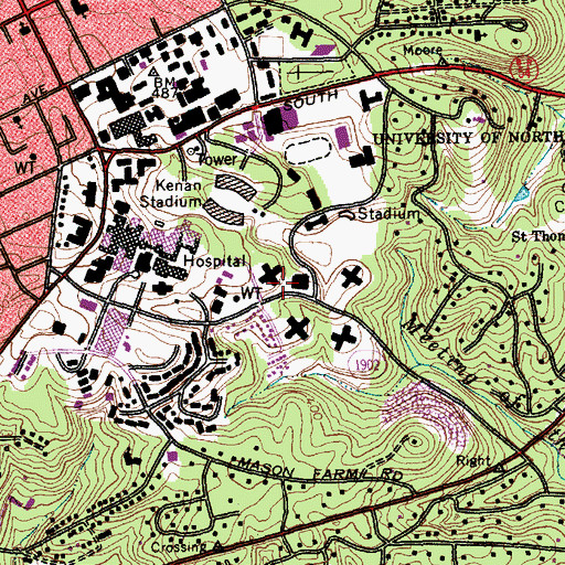 Topographic Map of Paul Hardin Residence Hall, NC