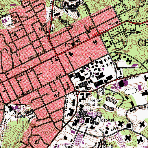 Topographic Map of Peabody Hall, NC