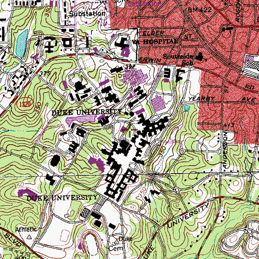 Topographic Map of Perkins Administration Building, NC