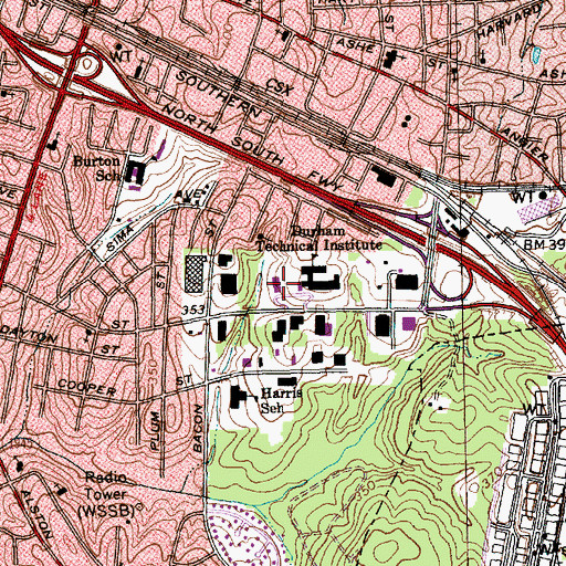 Topographic Map of Phillips Building, NC