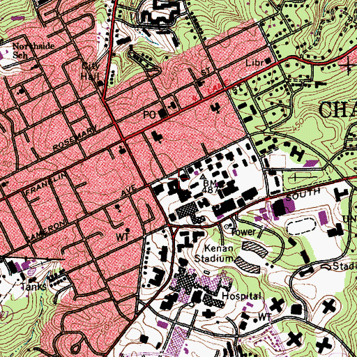 Topographic Map of Phillips Hall, NC