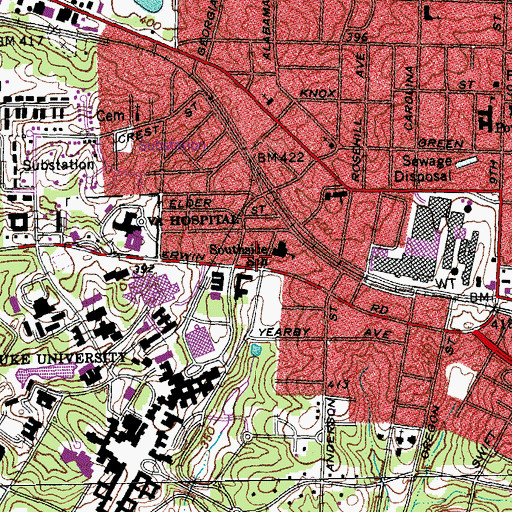 Topographic Map of Pickens Building, NC