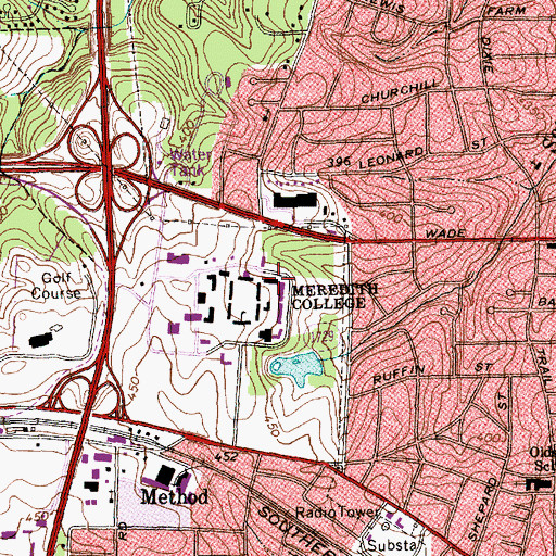 Topographic Map of Poteat Residence Hall, NC
