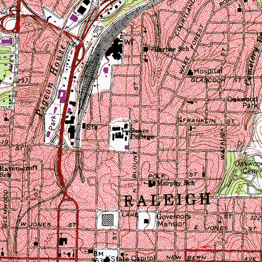 Topographic Map of Pressly Arts and Science Building, NC