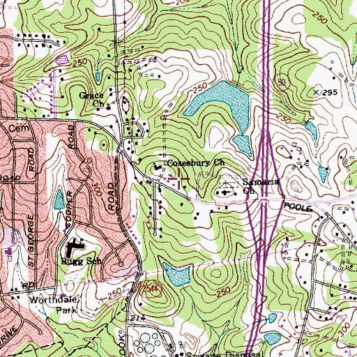 Topographic Map of Raleigh Fire Department Station 12, NC