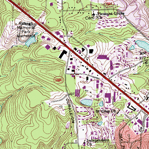 Topographic Map of Raleigh Fire Department Station 17, NC