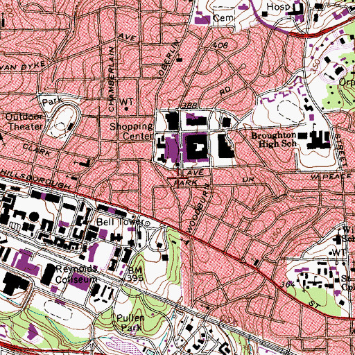 Topographic Map of Raleigh Fire Department Station 5, NC