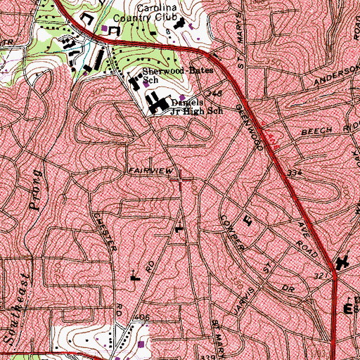Topographic Map of Raleigh Fire Department Station 6, NC