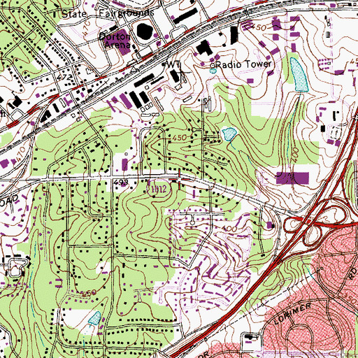 Topographic Map of Raleigh Fire Department Station 8, NC