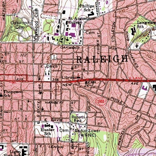 Topographic Map of Richard B Harrison Library, NC