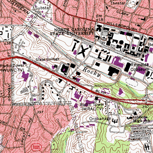 Topographic Map of Robertson Wing, NC