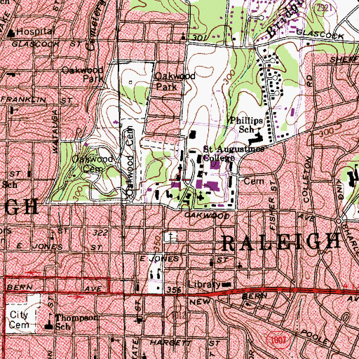 Topographic Map of Robinson Library, NC