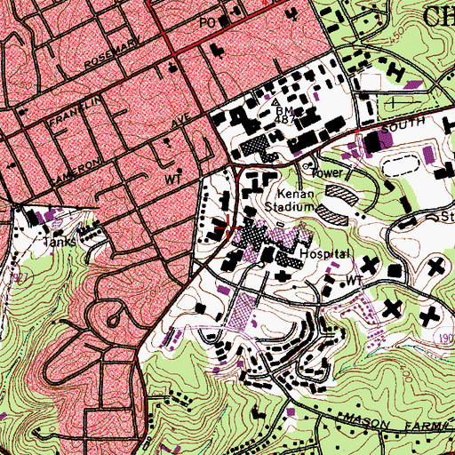 Topographic Map of Roseanu Hall, NC