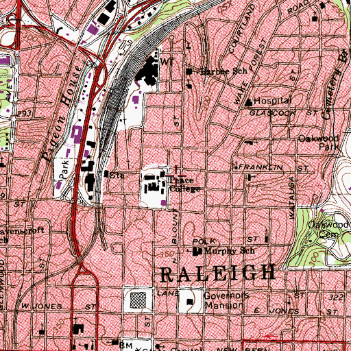 Topographic Map of Ross Residence Hall, NC