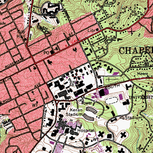 Topographic Map of Saunders Hall, NC