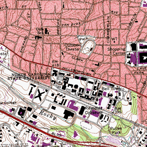 Topographic Map of Scott Hall, NC