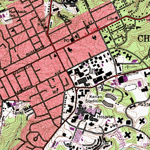 Topographic Map of Sitterson Hall, NC