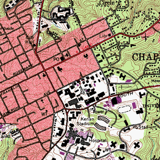 Topographic Map of South Building, NC