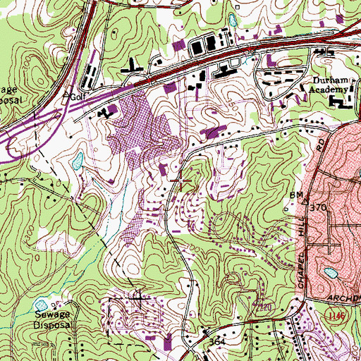 Topographic Map of Southwest Branch Durham County Public Library, NC