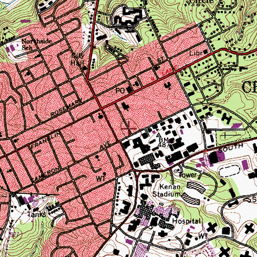 Topographic Map of Swain Hall, NC