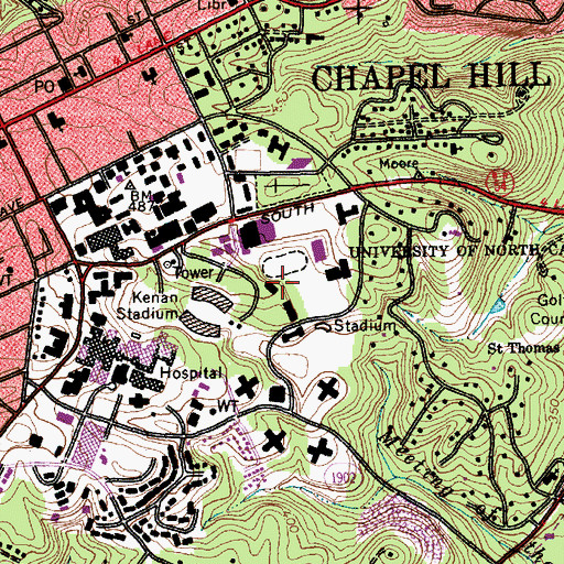 Topographic Map of Teague Residence Hall, NC