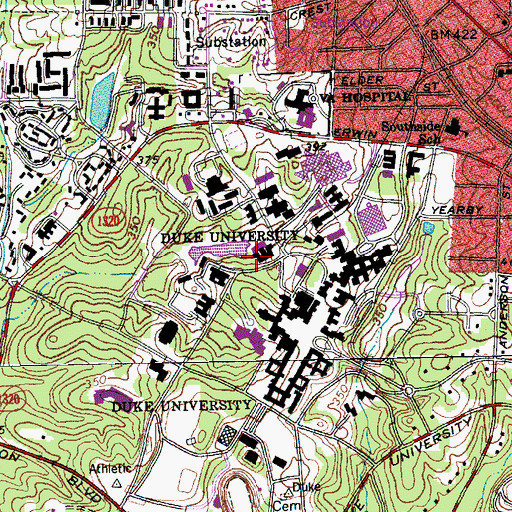 Topographic Map of Teer Engineering Library, NC