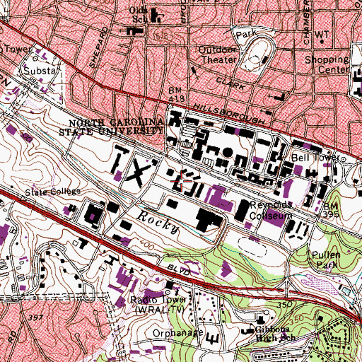 Topographic Map of Tucker Residence Hall, NC