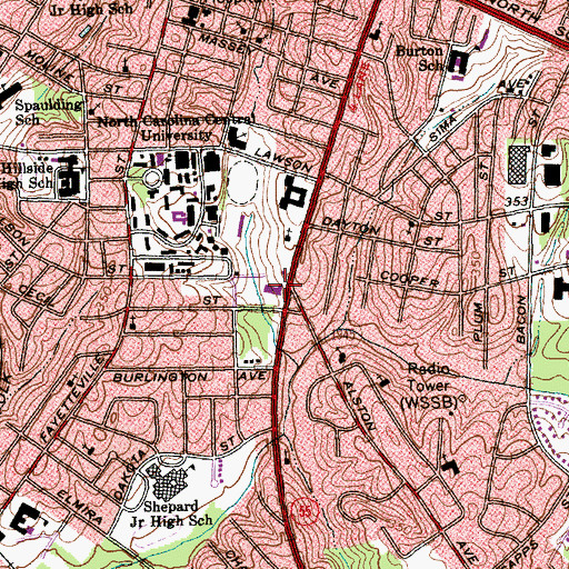 Topographic Map of Turner Law Building, NC