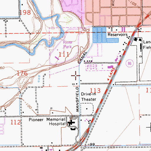 Topographic Map of Mansfield Canal, CA