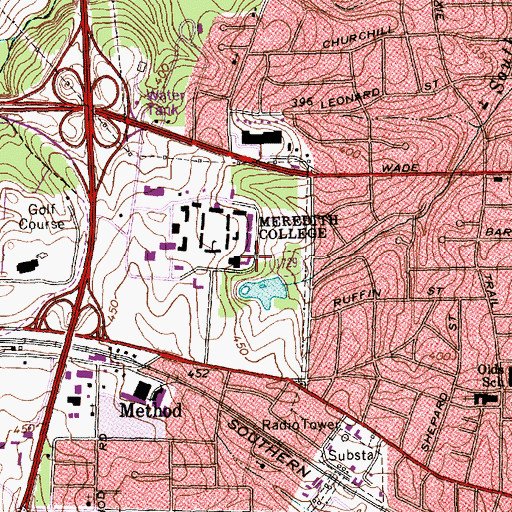 Topographic Map of Wainwright Music Center, NC