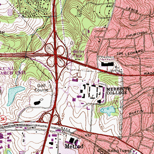 Topographic Map of Weatherspoon Building, NC