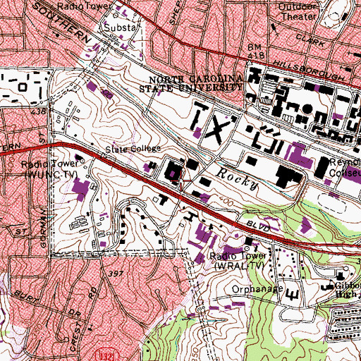 Topographic Map of Weaver Administration Building, NC
