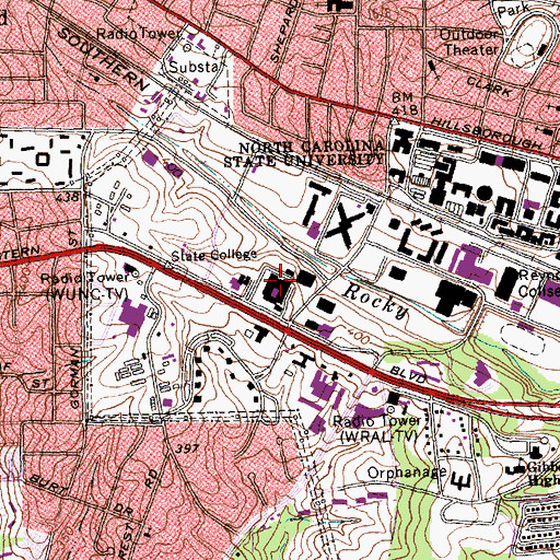 Topographic Map of Weaver Laboratories, NC