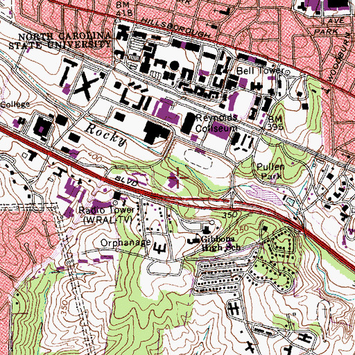 Topographic Map of Weisiger Brown Athletic Facility, NC