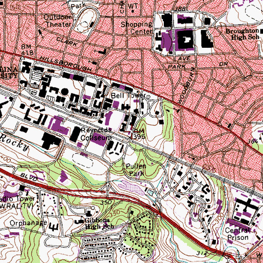 Topographic Map of Welch Residence Hall, NC