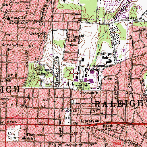Topographic Map of Weston Hall, NC