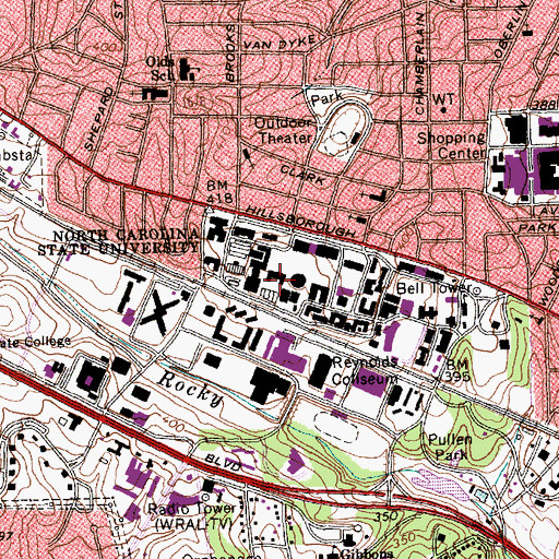 Topographic Map of Williams Hall, NC