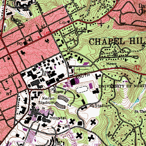 Topographic Map of Winston Residence Hall, NC