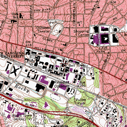 Topographic Map of Withers Hall, NC