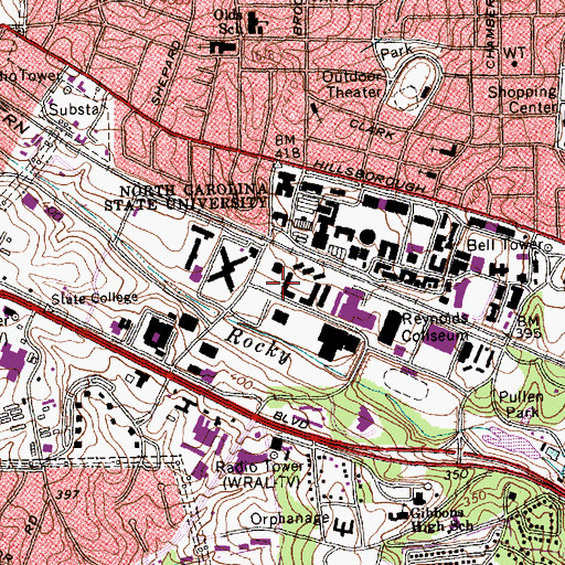 Topographic Map of Witherspoon Student Center, NC