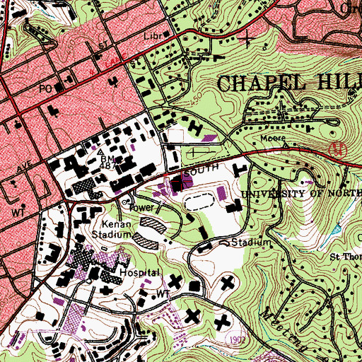 Topographic Map of Wollen Gymnasium, NC