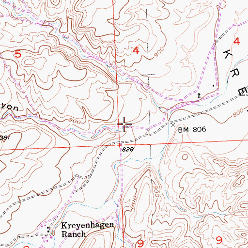 Topographic Map of Mantes Canyon, CA