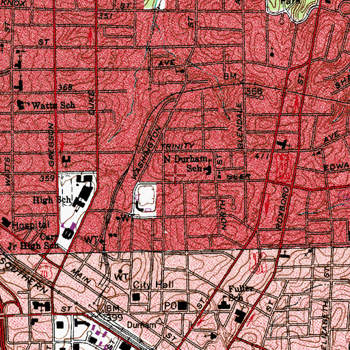 Topographic Map of All Souls Church Unitarian Universalist Church, NC