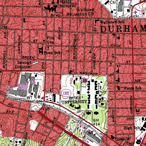 Topographic Map of Asbury United Methodist Church, NC
